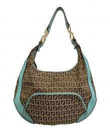 FENDI（フェンディ）の古着「ハンドバッグ」｜ベージュ×スカイブルー