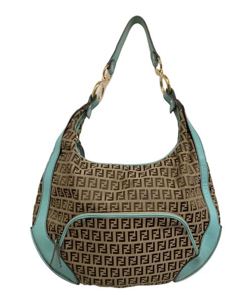 FENDI（フェンディ）FENDI (フェンディ) ハンドバッグ ベージュ×スカイブルーの古着・服飾アイテム