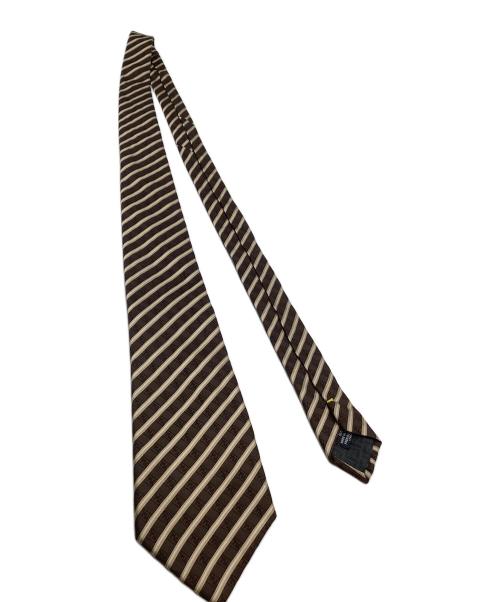 FENDI（フェンディ）FENDI (フェンディ) ネクタイ レジメンタル ブラウン×アイボリー サイズ:表記なしの古着・服飾アイテム