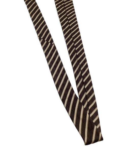 FENDI（フェンディ）FENDI (フェンディ) ネクタイ レジメンタル ブラウン×アイボリー サイズ:表記なしの古着・服飾アイテム