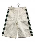 adidasアディダス）の古着「'80s ルーズボタン スリーストライプス バミューダショーツ」｜ホワイト×グリーン