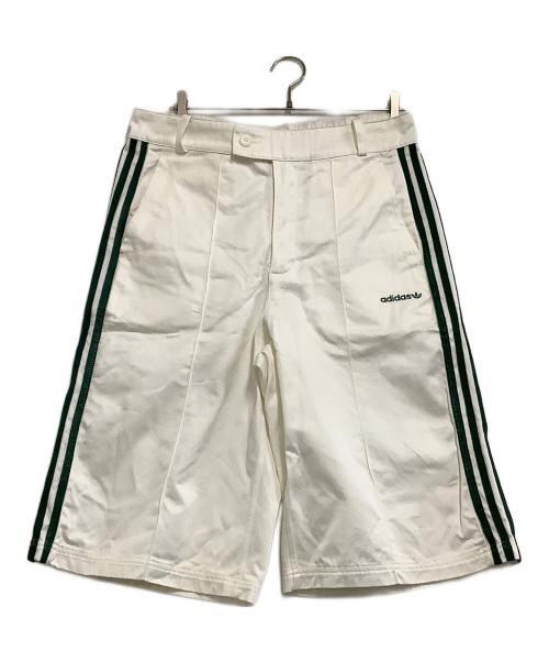 adidas（アディダス）adidas (アディダス) '80s ルーズボタン スリーストライプス バミューダショーツ ホワイト×グリーン サイズ:Lの古着・服飾アイテム