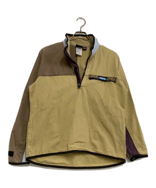 KAVU（カブー）KAVU (カブー) ハーフジップスローシャツ ベージュ×ブラウン サイズ:Sの古着・服飾アイテム