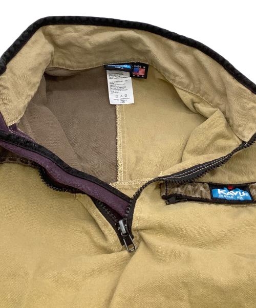 KAVU（カブー）KAVU (カブー) ハーフジップスローシャツ ベージュ×ブラウン サイズ:Sの古着・服飾アイテム