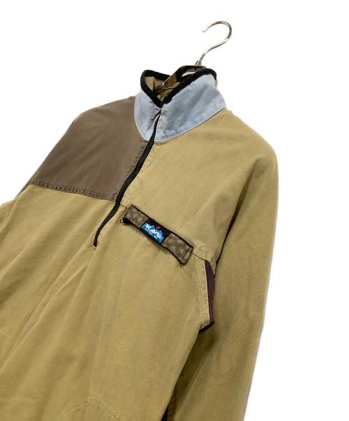 KAVU（カブー）KAVU (カブー) ハーフジップスローシャツ ベージュ×ブラウン サイズ:Sの古着・服飾アイテム