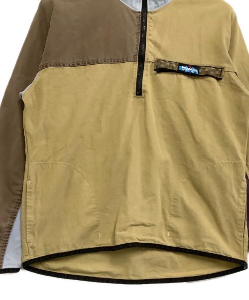 KAVU（カブー）KAVU (カブー) ハーフジップスローシャツ ベージュ×ブラウン サイズ:Sの古着・服飾アイテム