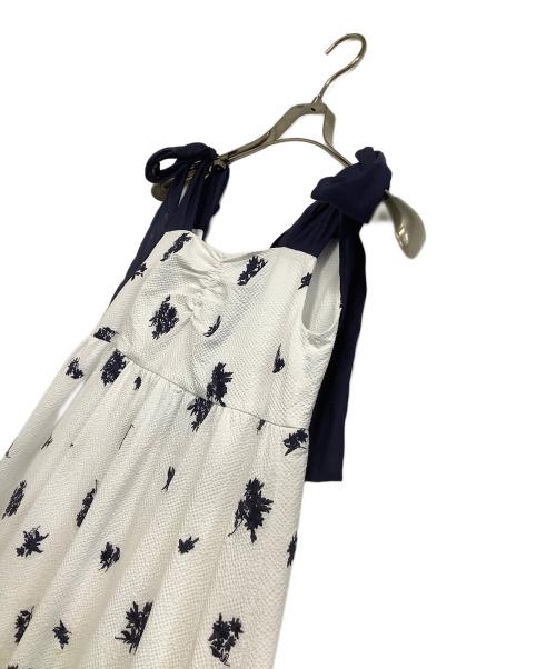 Snidel（スナイデル）Snidel (スナイデル) キャミソールワンピース ホワイト×ネイビーの古着・服飾アイテム