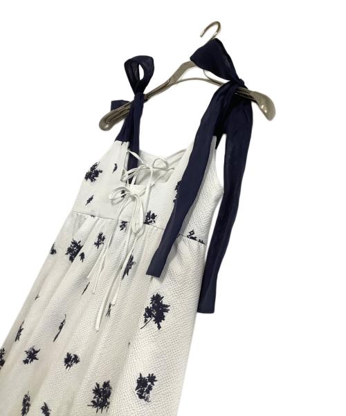 Snidel（スナイデル）Snidel (スナイデル) キャミソールワンピース ホワイト×ネイビーの古着・服飾アイテム