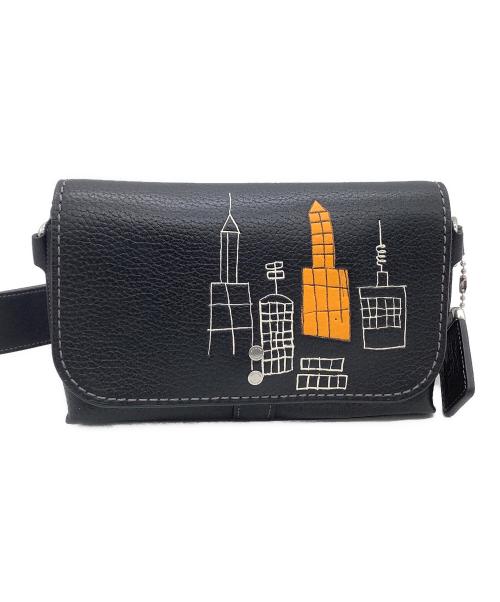 COACH（コーチ）COACH (コーチ) Jean-Michel Basquiat (ジャン ミシェル バスキア) ショルダーバッグ ブラック×オレンジの古着・服飾アイテム
