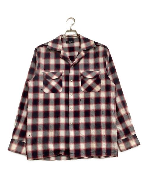 glamb（グラム）glamb (グラム) Damage Check Shirt 25SS レッド×ネイビー サイズ:Mの古着・服飾アイテム