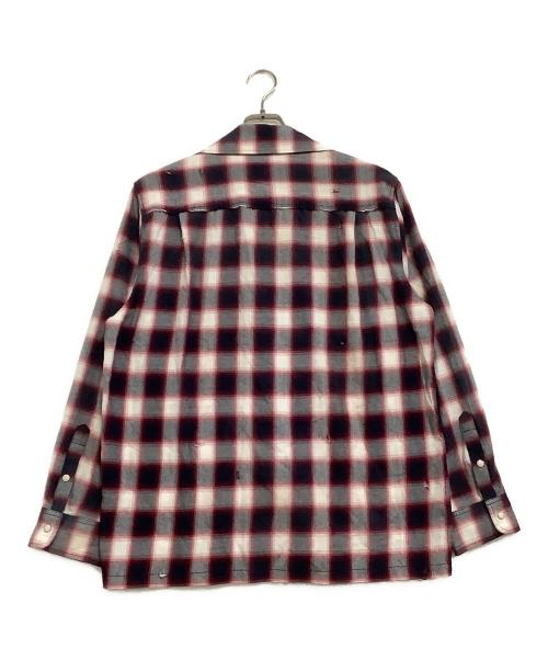 glamb（グラム）glamb (グラム) Damage Check Shirt 25SS レッド×ネイビー サイズ:Mの古着・服飾アイテム