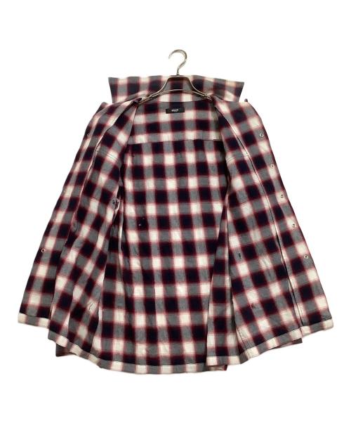 glamb（グラム）glamb (グラム) Damage Check Shirt 25SS レッド×ネイビー サイズ:Mの古着・服飾アイテム