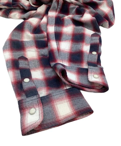 glamb（グラム）glamb (グラム) Damage Check Shirt 25SS レッド×ネイビー サイズ:Mの古着・服飾アイテム