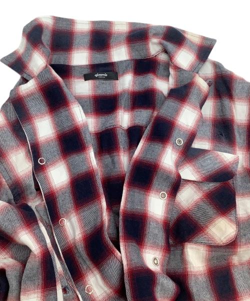 glamb（グラム）glamb (グラム) Damage Check Shirt 25SS レッド×ネイビー サイズ:Mの古着・服飾アイテム