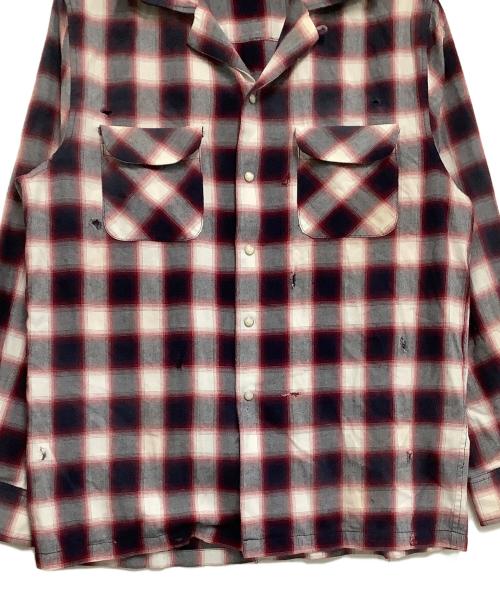 glamb（グラム）glamb (グラム) Damage Check Shirt 25SS レッド×ネイビー サイズ:Mの古着・服飾アイテム