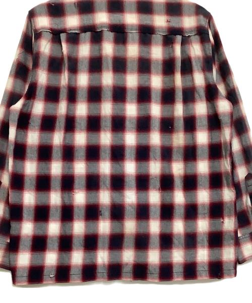 glamb（グラム）glamb (グラム) Damage Check Shirt 25SS レッド×ネイビー サイズ:Mの古着・服飾アイテム