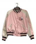 COACHコーチ）の古着「リバーシブルスタジャン」｜ピンク×ホワイト