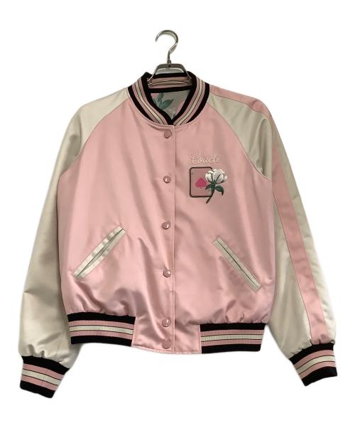 COACH（コーチ）COACH (コーチ) リバーシブルスタジャン ピンク×ホワイト サイズ:表記なしの古着・服飾アイテム
