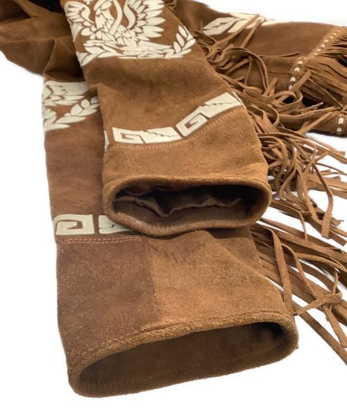 RALPH LAUREN（ラルフローレン）RALPH LAUREN (ラルフローレン) フリンジレザージャケット ブラウン×アイボリー サイズ:Mの古着・服飾アイテム