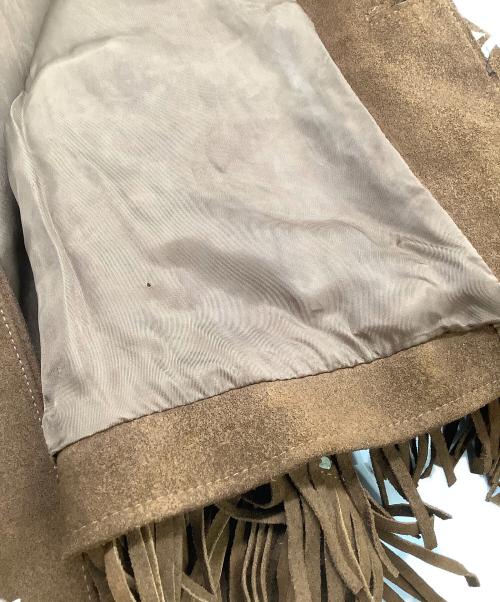 RALPH LAUREN（ラルフローレン）RALPH LAUREN (ラルフローレン) フリンジレザージャケット ブラウン×アイボリー サイズ:Mの古着・服飾アイテム