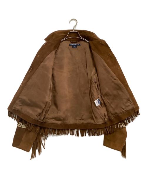 RALPH LAUREN（ラルフローレン）RALPH LAUREN (ラルフローレン) フリンジレザージャケット ブラウン×アイボリー サイズ:Mの古着・服飾アイテム