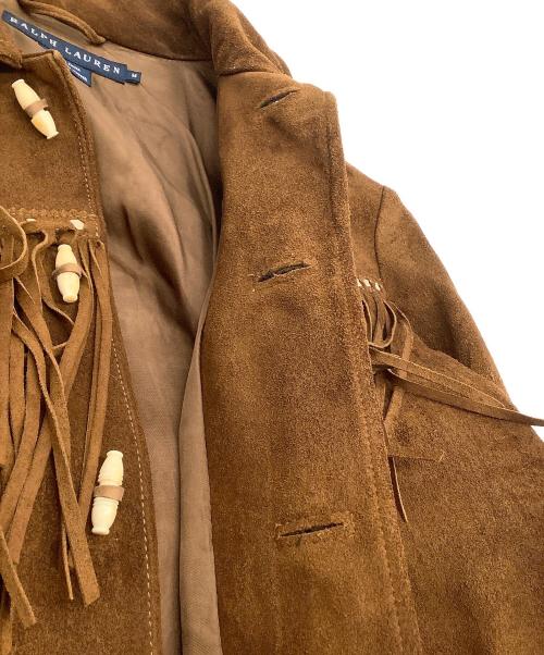 RALPH LAUREN（ラルフローレン）RALPH LAUREN (ラルフローレン) フリンジレザージャケット ブラウン×アイボリー サイズ:Mの古着・服飾アイテム