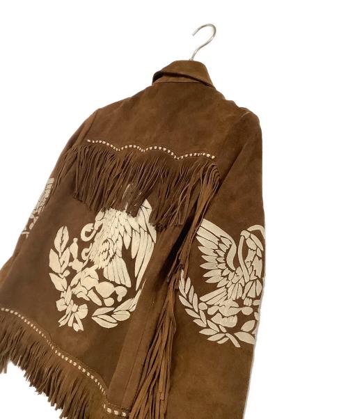 RALPH LAUREN（ラルフローレン）RALPH LAUREN (ラルフローレン) フリンジレザージャケット ブラウン×アイボリー サイズ:Mの古着・服飾アイテム