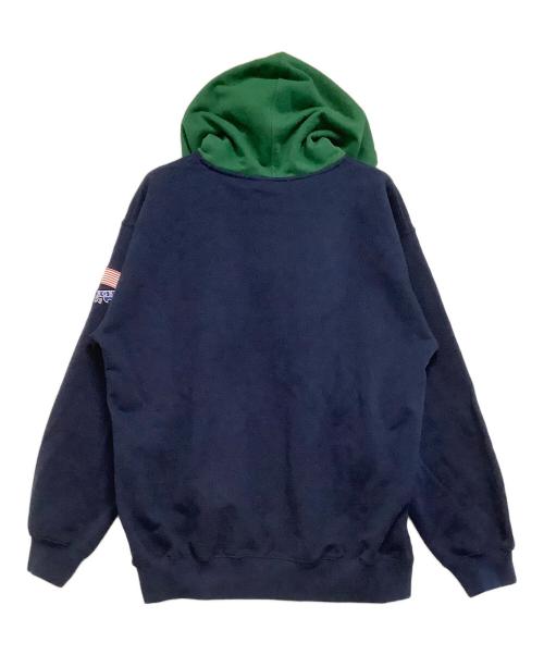 X-LARGE（エクストララージ）X-LARGE (エクストララージ) ハーフジップパーカー　ロゴ刺繍 ネイビー×グリーン サイズ:Lの古着・服飾アイテム