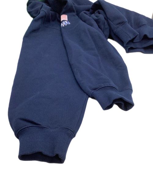 X-LARGE（エクストララージ）X-LARGE (エクストララージ) ハーフジップパーカー　ロゴ刺繍 ネイビー×グリーン サイズ:Lの古着・服飾アイテム