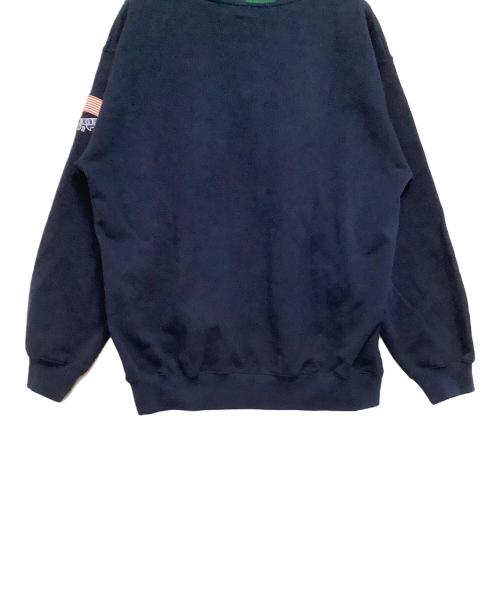 X-LARGE（エクストララージ）X-LARGE (エクストララージ) ハーフジップパーカー　ロゴ刺繍 ネイビー×グリーン サイズ:Lの古着・服飾アイテム