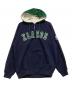 X-LARGE（エクストララージ）の古着「ハーフジップパーカー　ロゴ刺繍」｜ネイビー×グリーン
