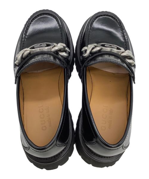 GUCCI（グッチ）GUCCI (グッチ) ローファー インターロッキング ブラック サイズ:5の古着・服飾アイテム