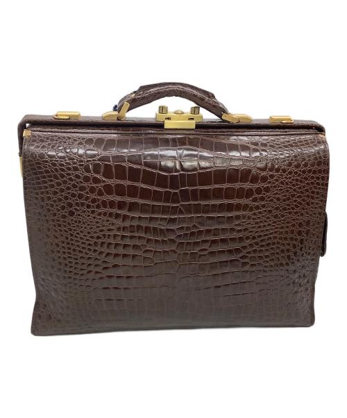 なし（ナシ）なし (ナシ) ビジネスバッグ クロコ ブラウンの古着・服飾アイテム