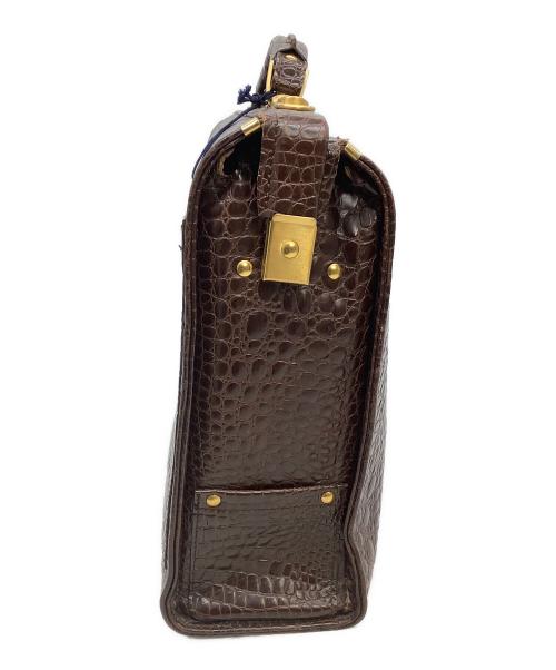 なし（ナシ）なし (ナシ) ビジネスバッグ クロコ ブラウンの古着・服飾アイテム