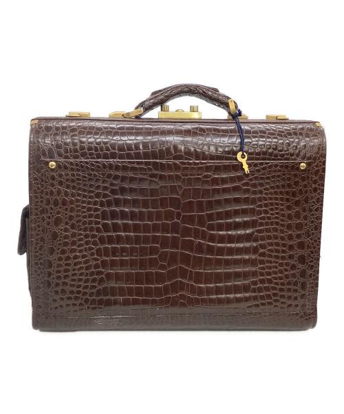 なし（ナシ）なし (ナシ) ビジネスバッグ クロコ ブラウンの古着・服飾アイテム