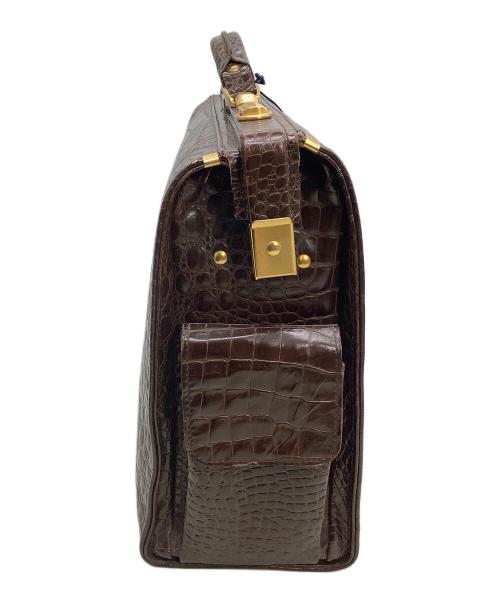 なし（ナシ）なし (ナシ) ビジネスバッグ クロコ ブラウンの古着・服飾アイテム