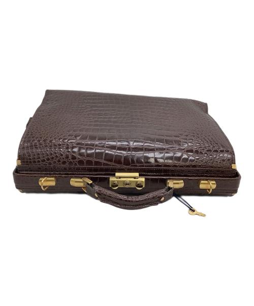 なし（ナシ）なし (ナシ) ビジネスバッグ クロコ ブラウンの古着・服飾アイテム