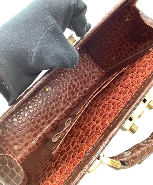 なし（ナシ）なし (ナシ) ビジネスバッグ クロコ ブラウンの古着・服飾アイテム