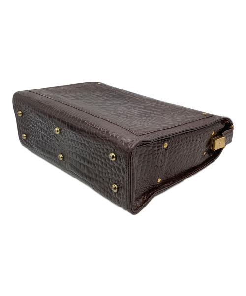 なし（ナシ）なし (ナシ) ビジネスバッグ クロコ ブラウンの古着・服飾アイテム