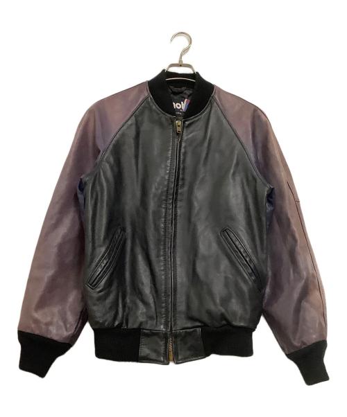 Schott（ショット）Schott (ショット) レザージャケット ブラック×パープル サイズ:38の古着・服飾アイテム