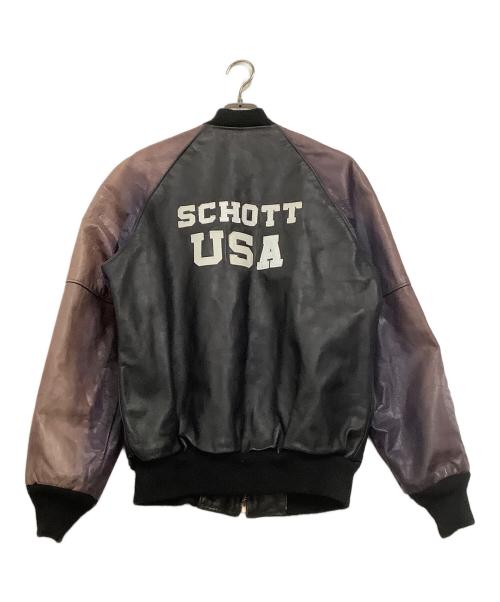 Schott（ショット）Schott (ショット) レザージャケット ブラック×パープル サイズ:38の古着・服飾アイテム
