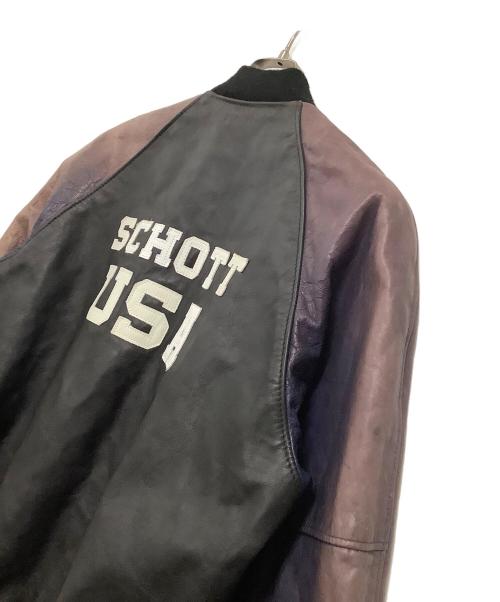 Schott（ショット）Schott (ショット) レザージャケット ブラック×パープル サイズ:38の古着・服飾アイテム