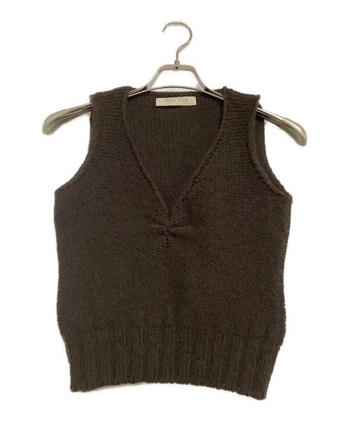 MIU MIU（ミュウミュウ）MIU MIU (ミュウミュウ) ニットベスト ブラウン サイズ:表記なしの古着・服飾アイテム