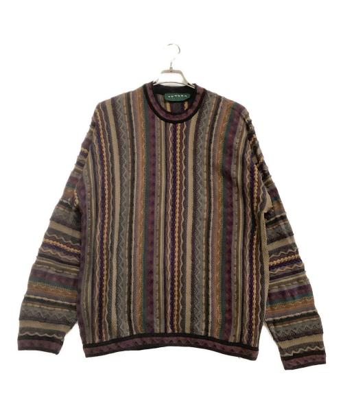 TUNDRA（ツンドラ）TUNDRA (ツンドラ) 薄手ニット　ストライプ マルチカラー サイズ:Lの古着・服飾アイテム