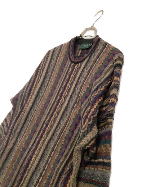 TUNDRA（ツンドラ）TUNDRA (ツンドラ) 薄手ニット　ストライプ マルチカラー サイズ:Lの古着・服飾アイテム