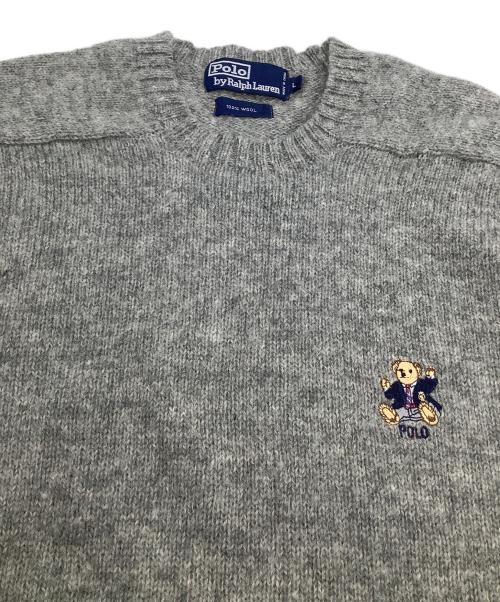 POLO RALPH LAUREN（ポロ・ラルフローレン）POLO RALPH LAUREN (ポロ・ラルフローレン) 厚手ニット　ポロベア ワンポイント グレー サイズ:Lの古着・服飾アイテム