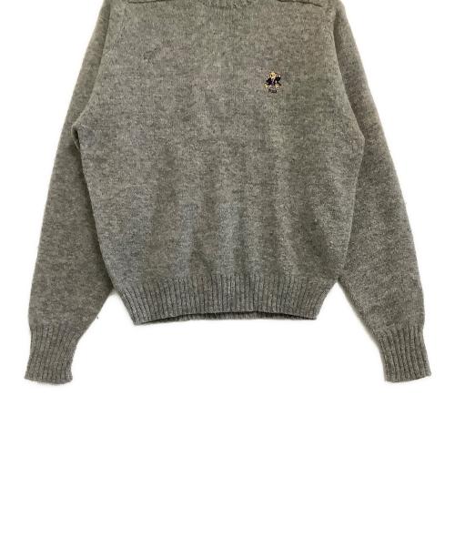 POLO RALPH LAUREN（ポロ・ラルフローレン）POLO RALPH LAUREN (ポロ・ラルフローレン) 厚手ニット　ポロベア ワンポイント グレー サイズ:Lの古着・服飾アイテム