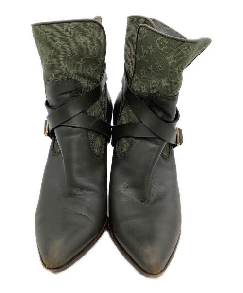 LOUIS VUITTON（ルイ ヴィトン）LOUIS VUITTON (ルイ ヴィトン) アンクルブーツ モノグラム・ミニ ダークグリーン サイズ:38の古着・服飾アイテム