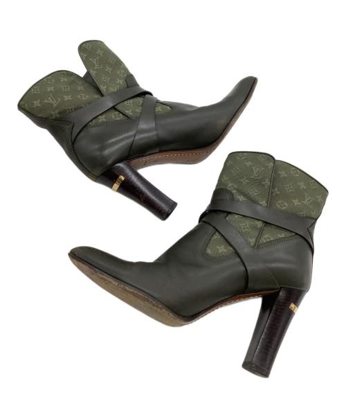 LOUIS VUITTON（ルイ ヴィトン）LOUIS VUITTON (ルイ ヴィトン) アンクルブーツ モノグラム・ミニ ダークグリーン サイズ:38の古着・服飾アイテム
