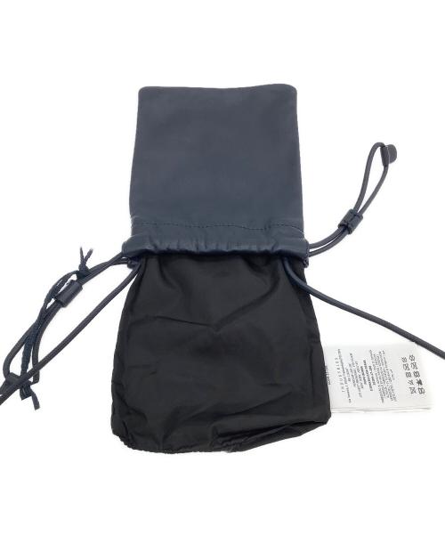 MONCLER（モンクレール）MONCLER (モンクレール) レザー巾着ショルダーバッグ ネイビーの古着・服飾アイテム